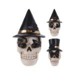 Crâne avec Chapeau 15 cm – Décoration Halloween