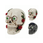 Crâne Lumineux avec Fleurs et Sons Halloween