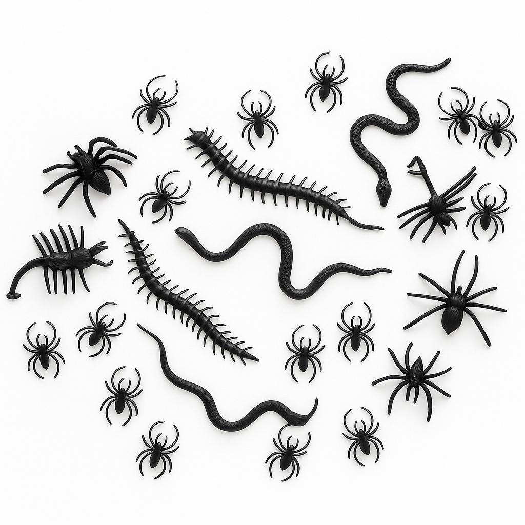 alpha-55-noir-set-de-20-animaux-effrayants-en-plastique-d-halloween-1196315207.png Set de 20 Créatures Variées – Décoration Halloween – Image 1