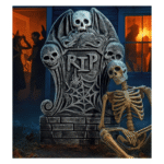 Pierre Tombale RIP avec Crânes 34 x 59 cm – Halloween – Image 2
