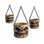 Set de 3 Pots Crâne à Suspendre 14, 20 et 25 cm
