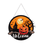 Tableau Citrouille Welcome en Bois D.30 cm