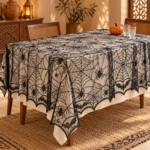 Nappe Toile d’Araignée Halloween 132 x 178 cm Noire